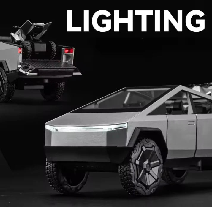 1:24 Diecast Tesla Pickup Truck Model With Trailer