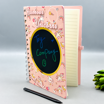 80 Pages Premium Unicorn Theme Diary With LCD Writing Tablet