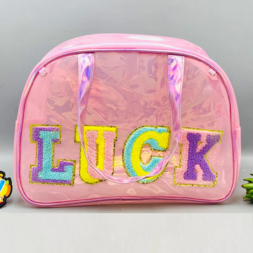 Premium Holographic Pink Chenille Duffle Bag