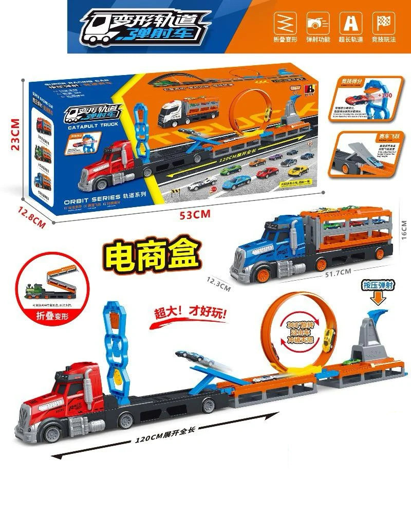 120cm Orbital Catapult Car Launching Truck Track Set - 4Pcs Cars