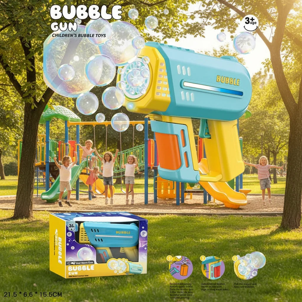 10 Holes Electric Colorful Bubble Gun With Light