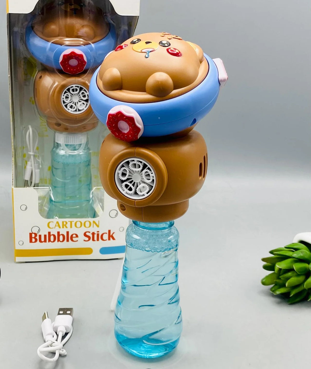 5 Holes Electric Bear Themed Colorful Bubble Stick