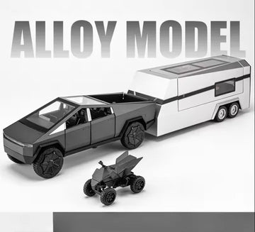 1:24 Diecast Tesla Pickup Truck Model With Trailer