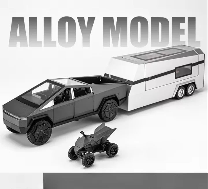 1:24 Diecast Tesla Pickup Truck Model With Trailer
