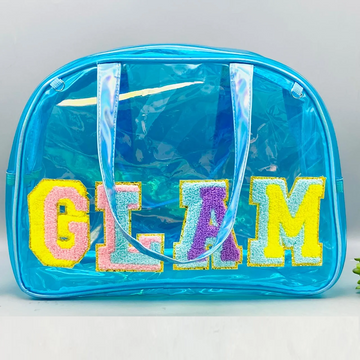 Premium Holographic Blue Chenille Duffle Bag