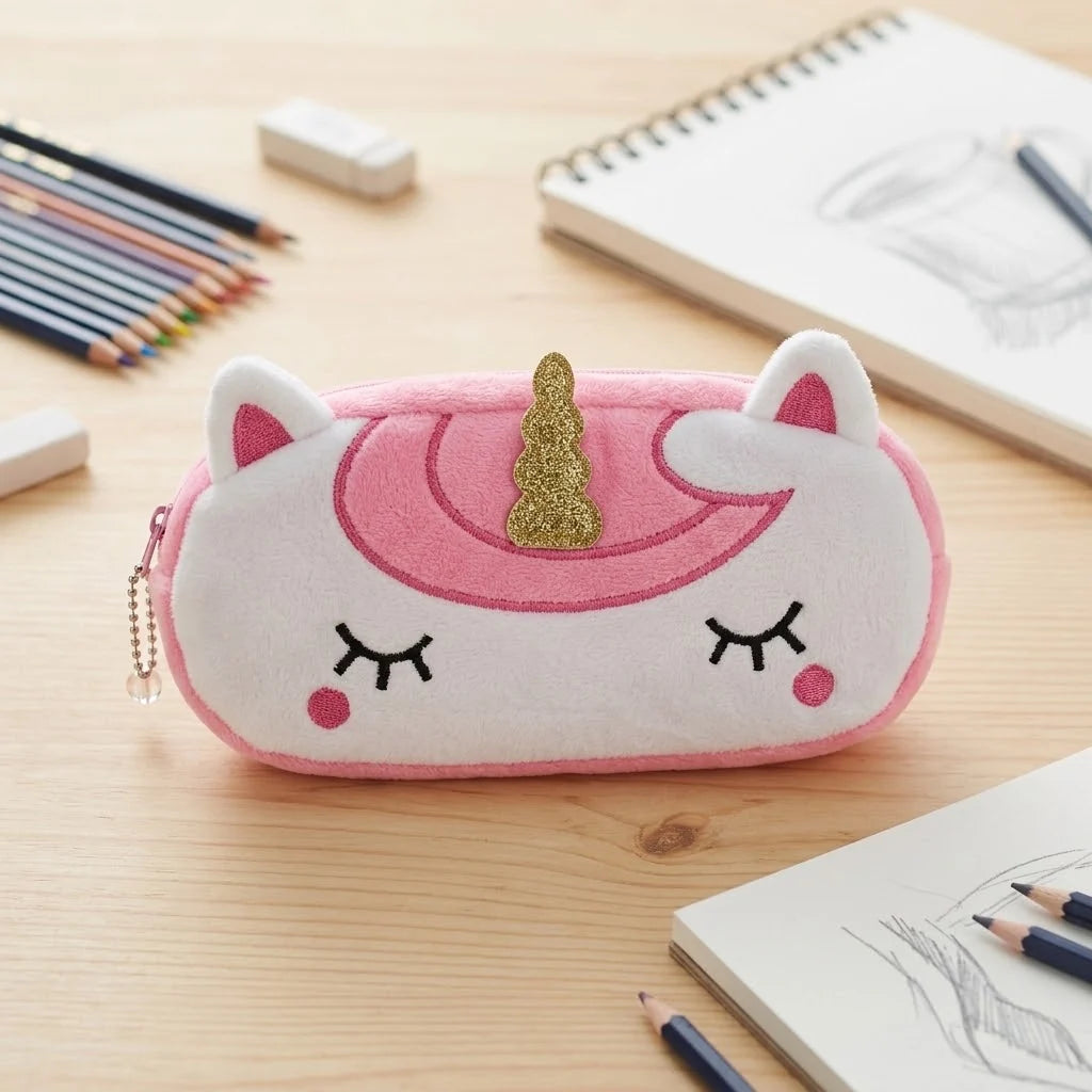 1Pc Plush Cute Unicorn Pencil Pouch