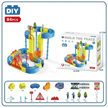 84Pcs DIY Magnetic Police Levitation Train Track Set