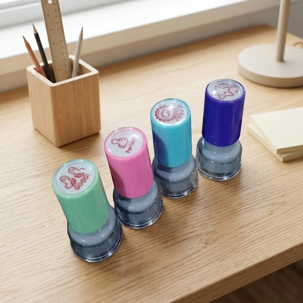 4Pcs Self Inking Kids Motivational Stamp Set