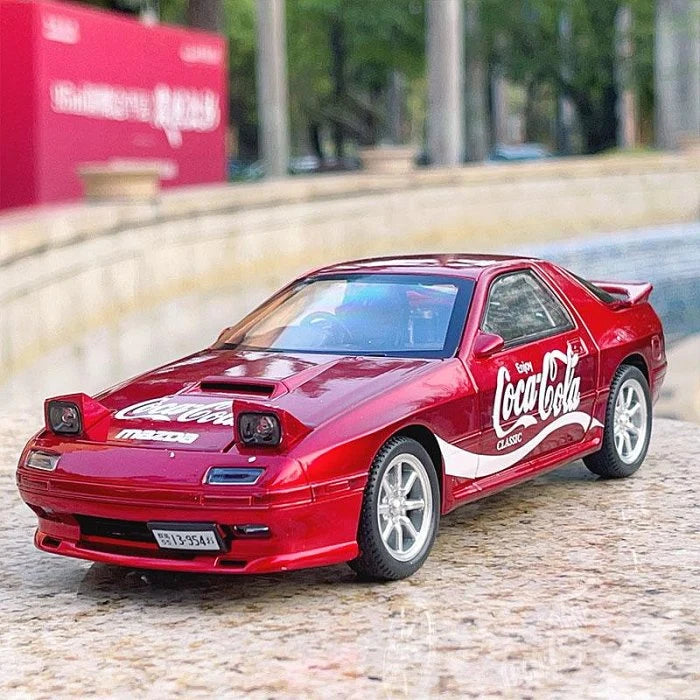 1:24 Diecast Mazda RX7 Coca-Cola Edition Model With Acrylic Box
