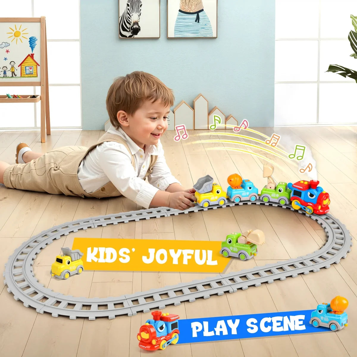 17Pcs Kids Dinosaur Train track Set With Smoke