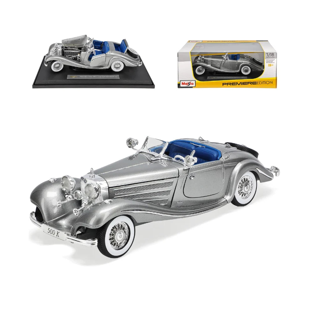 Maisto 1:18 Mercedes Benz 500K Typ Specialroadster 1936 - Silver