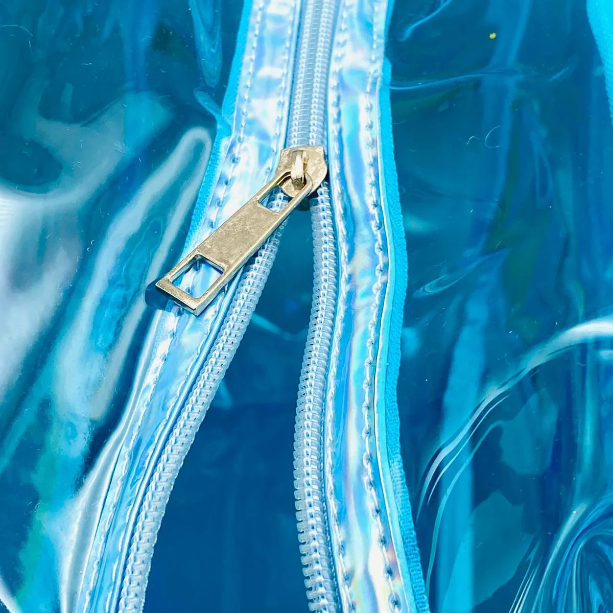 Premium Holographic Blue Chenille Duffle Bag