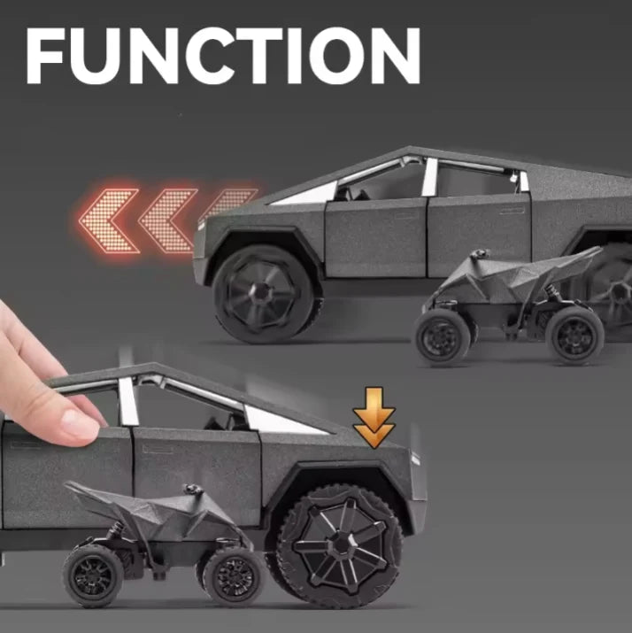 1:24 Diecast Tesla Pickup Truck Model With Trailer