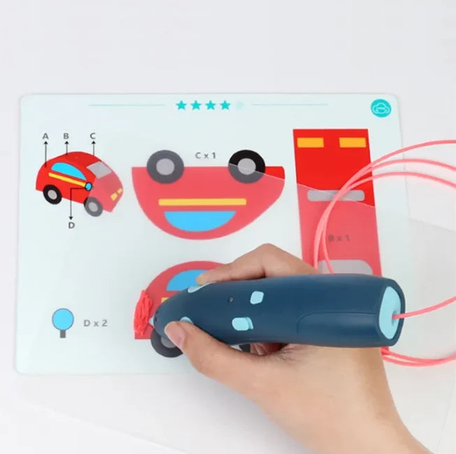 Rechargeable 3D Drawing pen with 3 wires & Multiple Drawing cards!
