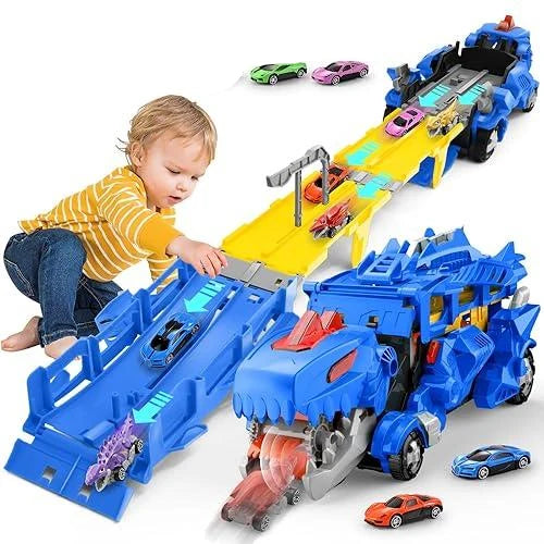 2in1 Foldable Dinosaur Truck Track With 2Pcs Alloy Cars
