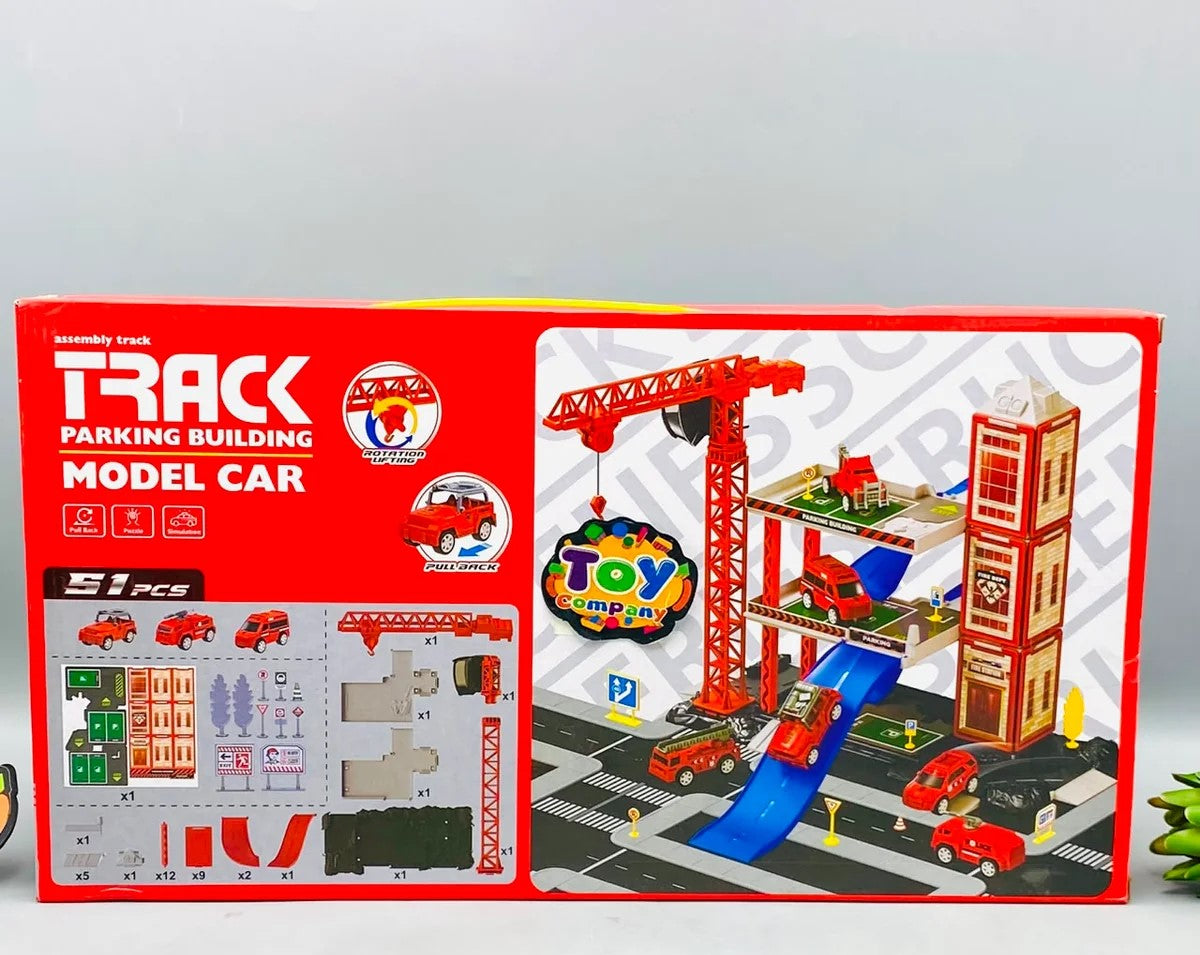 51Pcs DIY Manual Police Parking Track Set With 3Pc Car